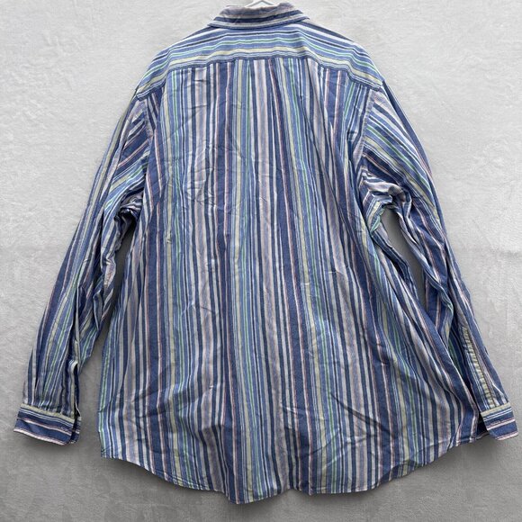 Ralph Lauren Button Down Shirt Mens 2XLT Tall Blue Striped Business Casual Pony - Picture 8 of 8